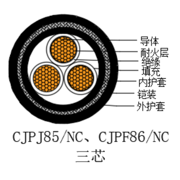 銅芯交聯(lián)聚乙烯絕緣低煙無鹵耐火船用電力電纜-CJPJ85/NC-0.6/1kV、CJPF86/NC-0.6/1kV